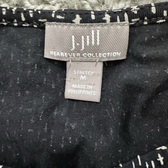 J Jill‎ Wearever Collection Tunic Top Med Black White Slinky Knit - Picture 5 of 8